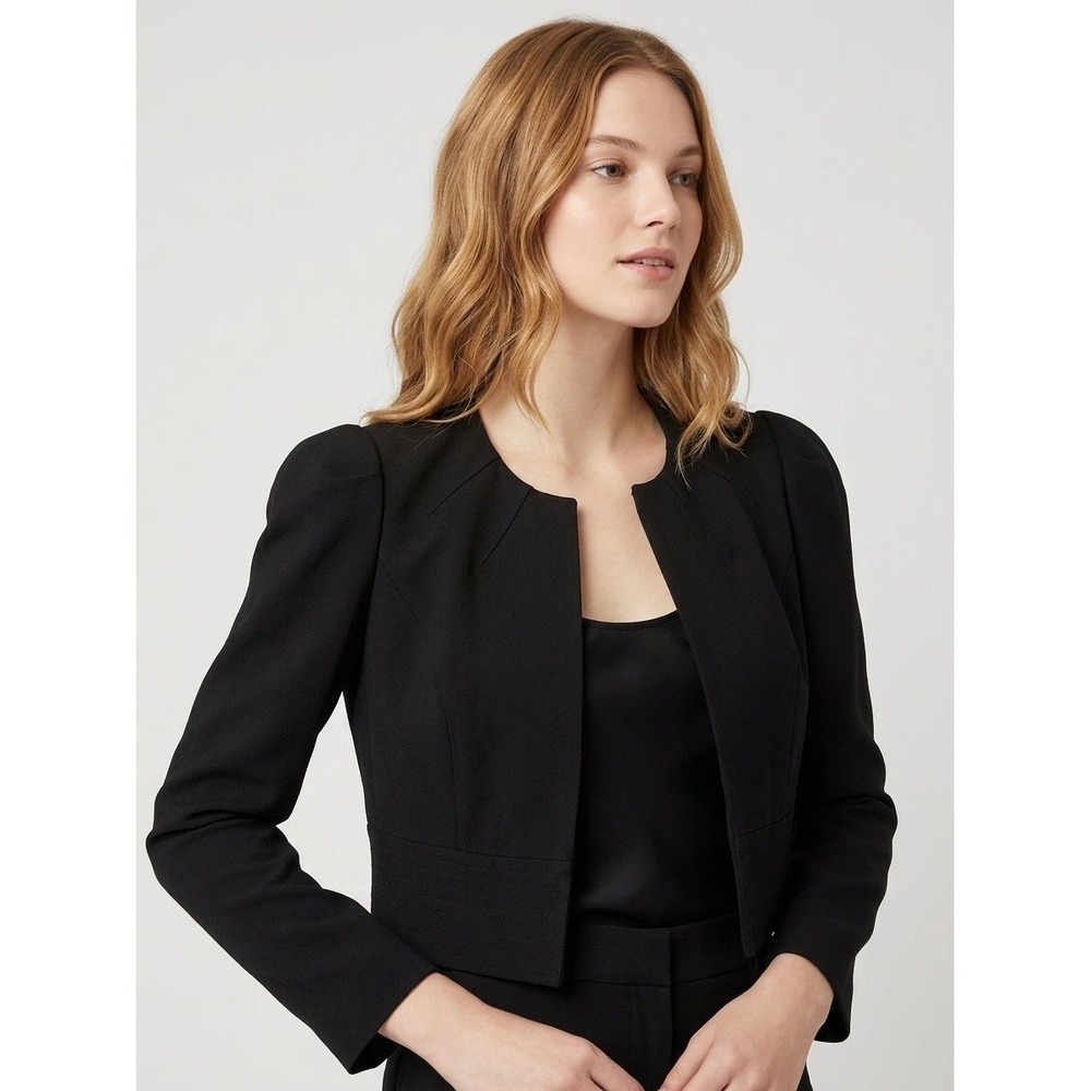 Diane von Furstenberg DVF Black Vixen Bomber Cropped Jacket Blazer Size 6